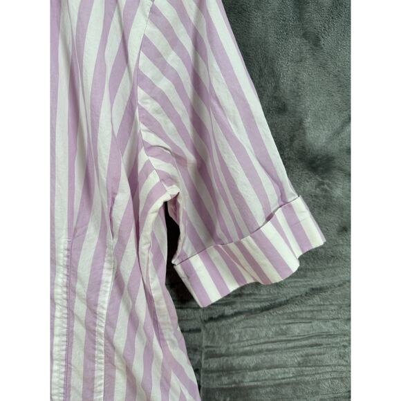 Ann Taylor Dress Size 4 Purple Striped Collared‎ Midi Shirtdress Peasant - Picture 3 of 10